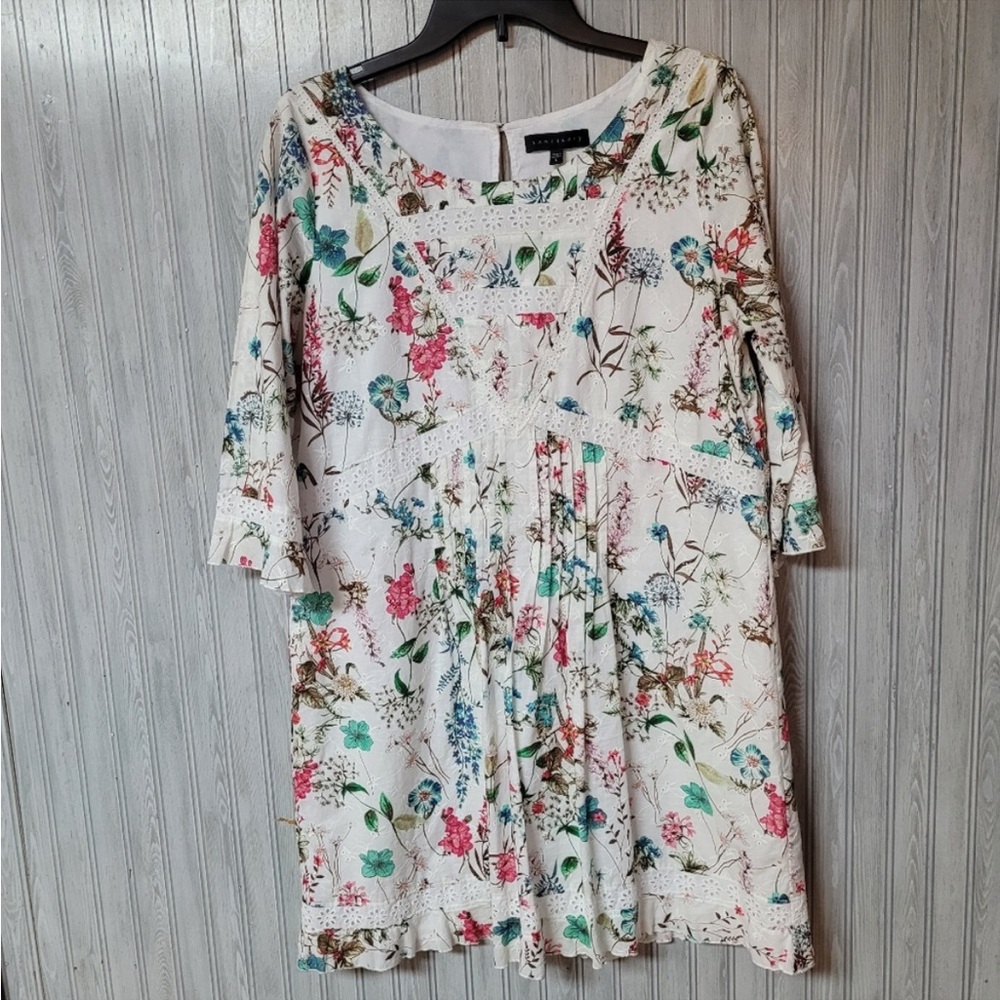 Sanctuary Womens Spring Floral Print Eyelet Lace Dress